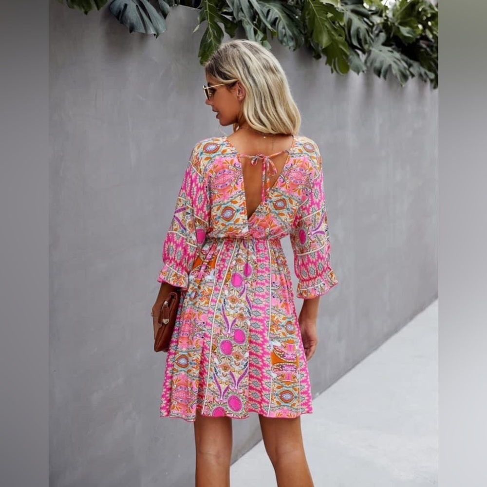 NWT! Pink Floral Boho Femme Dress